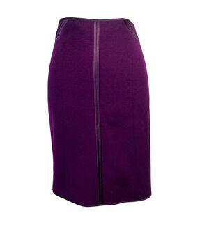 Ann Taylor Skirt size 10 Plum Purple Wool Rabbit Hair Straight Knee Satin Career